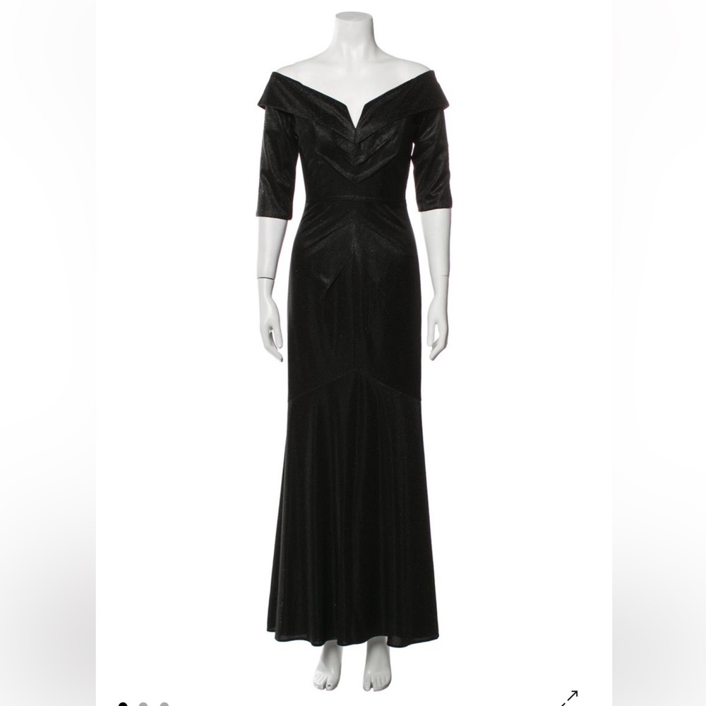 Rene Ruiz Metallic Off Shoulder Mermaid Gown (Black) NWT